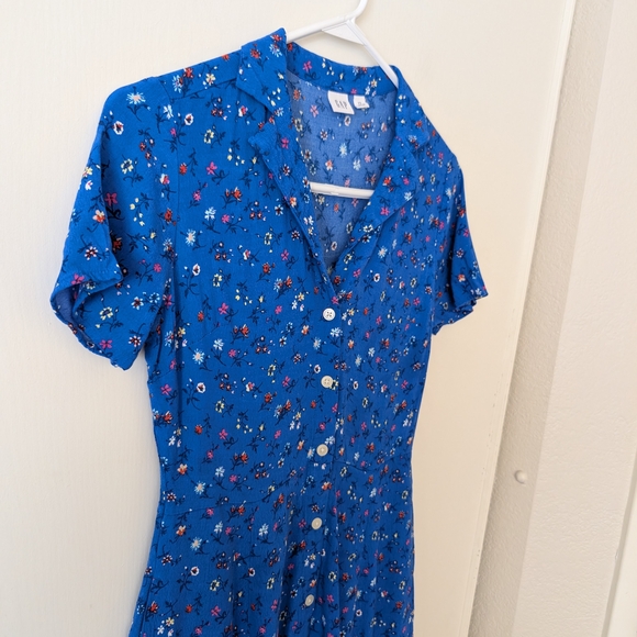 GAP Womens XS Blue Floral Print Dress Cottagecore Fairycore Whimsy Romantic - Picture 4 of 7